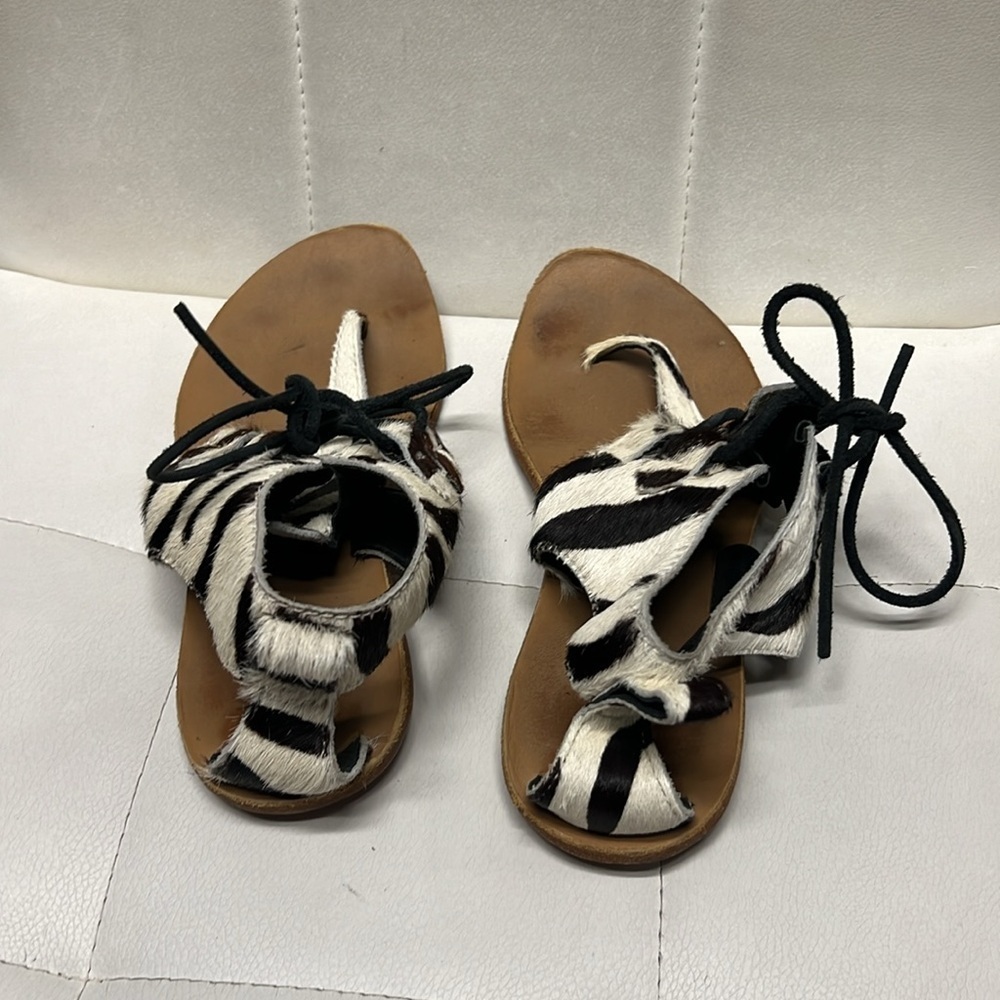 Sorel Summer II Gladiator Sandals Zebra Calf Hair Lace Up Size 6 - Picture 3 of 6